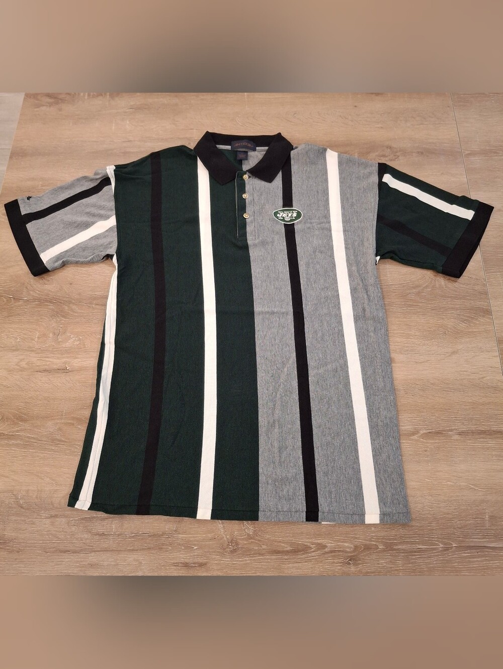 Antigua New York Jets NFL Polo Men's XL Striped Green Gray White